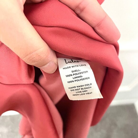 Lulus Like What You See Rose Satin Asymmetrical Ruffled Midi Dress Size XL - Picture 4 of 6